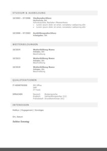 Kostenlose Bewerbungsvorlage Lebenslauf 2